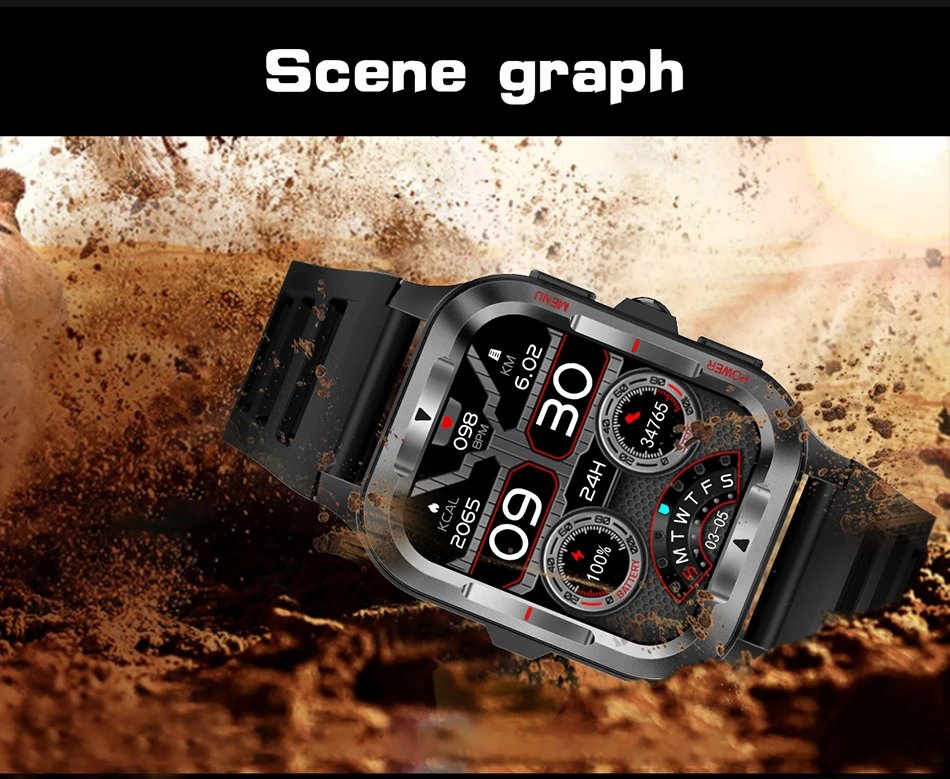 Military New GPS Sports Smart Watch Men 480mAh Battery LED Flashlight 100+ Sports Modes Bluetooth Call Waterproof Smartwatch