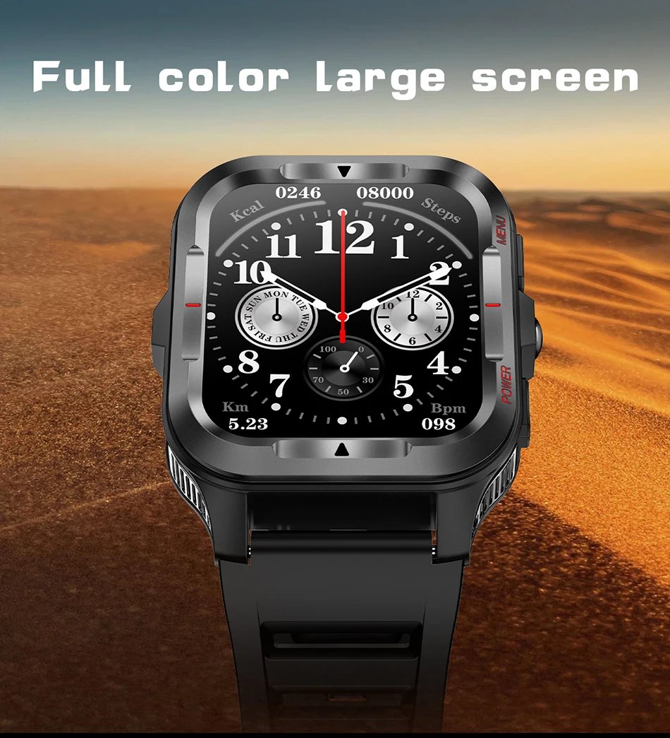 Military New GPS Sports Smart Watch Men 480mAh Battery LED Flashlight 100+ Sports Modes Bluetooth Call Waterproof Smartwatch