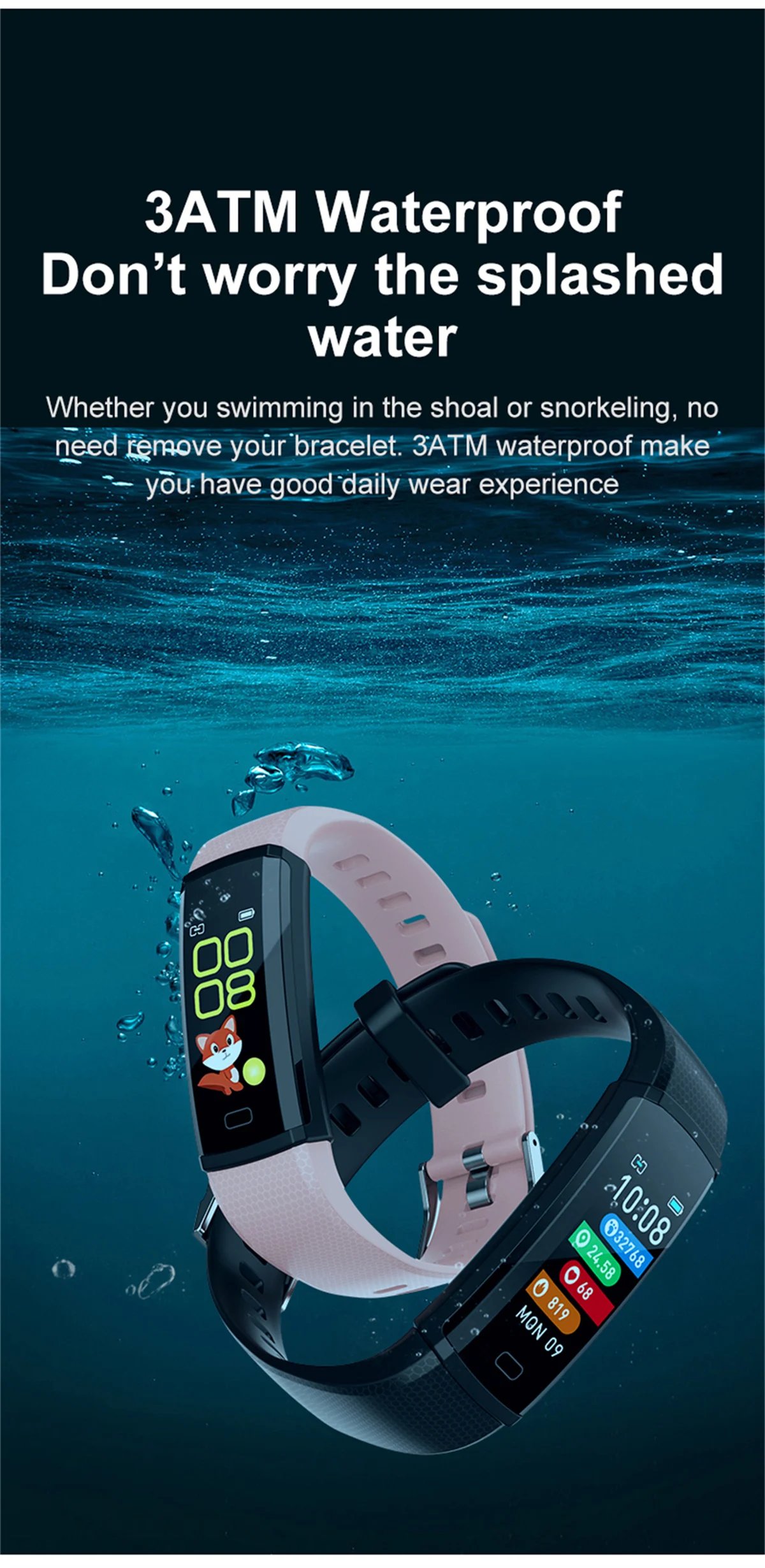 Sport Fitness Smart Band Blood Oxygen Blood Pressure Heart Rate Sleep Monitor 3ATM Waterproof Smartband Bracelet For Android IOS