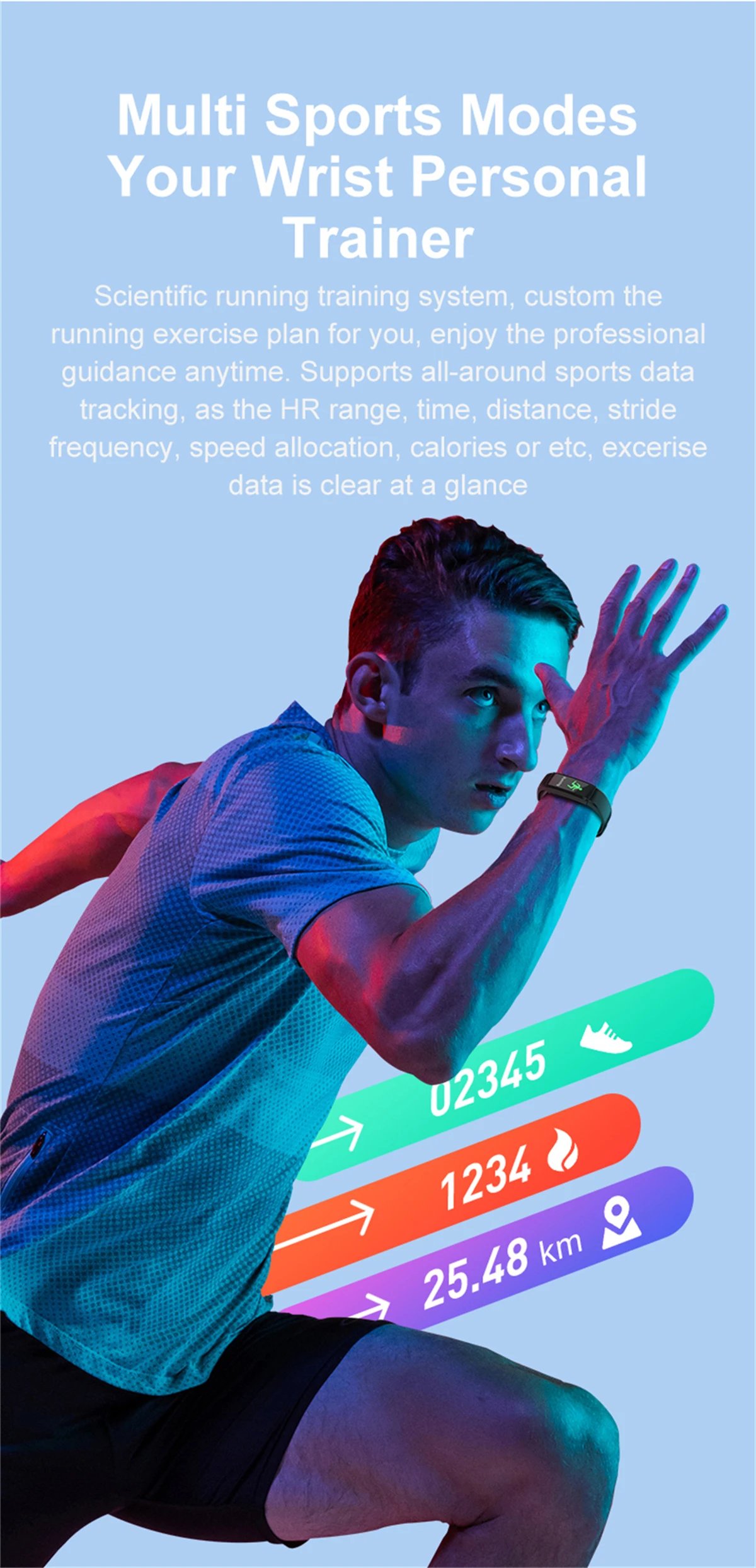 Sport Fitness Smart Band Blood Oxygen Blood Pressure Heart Rate Sleep Monitor 3ATM Waterproof Smartband Bracelet For Android IOS