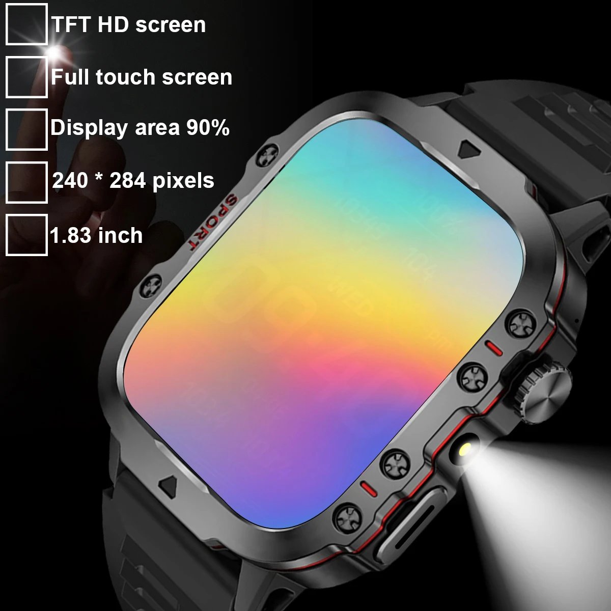 New Military Strong Sport Smartwatch Men Bluetooth Call Health Monitor Sports  Watch Waterproof Fitness Tracker Gifts for Women
