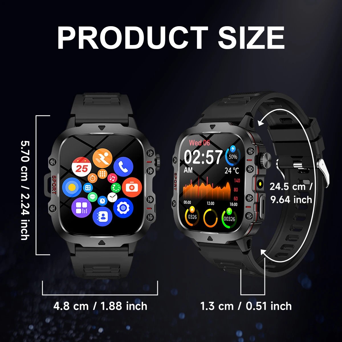 New Military Strong Sport Smartwatch Men Bluetooth Call Health Monitor Sports  Watch Waterproof Fitness Tracker Gifts for Women