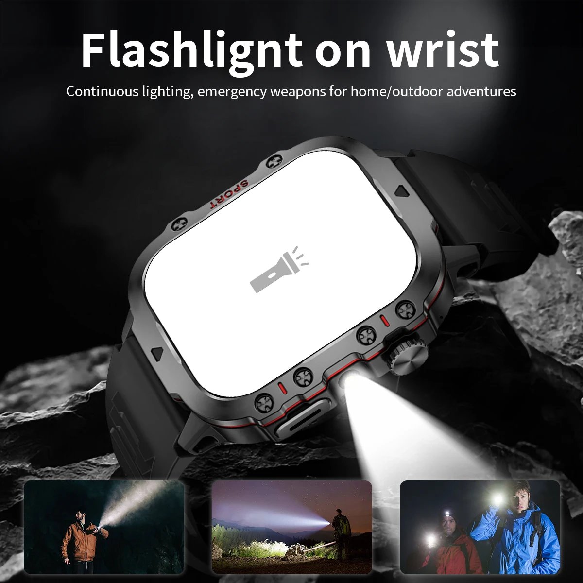 New Military Strong Sport Smartwatch Men Bluetooth Call Health Monitor Sports  Watch Waterproof Fitness Tracker Gifts for Women