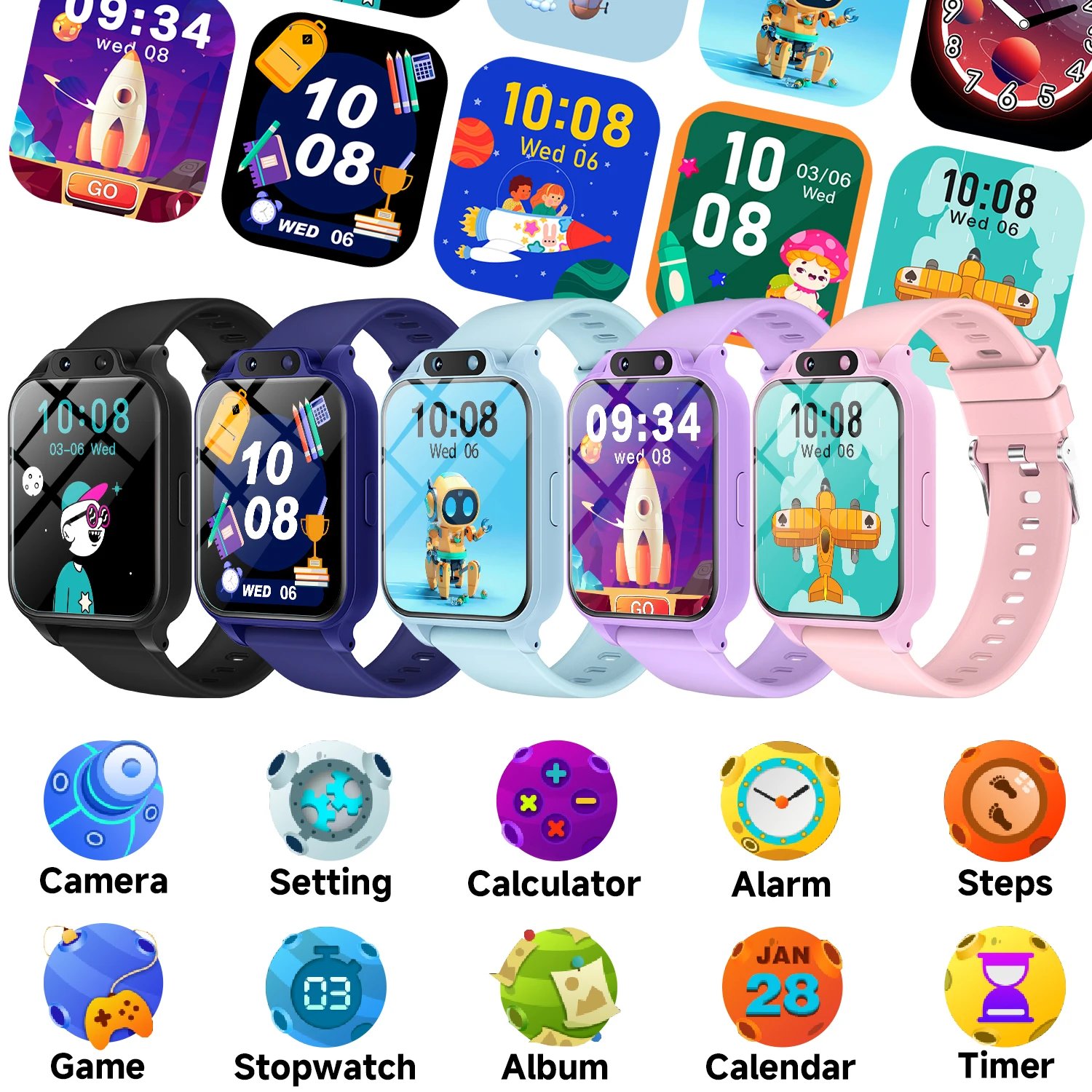 2026 New Kids Smartwatch HD Camera Flashlight 18 Kinds of Games Stopwatch Calculator Alarm Clock Christmas Gift Boys Girls