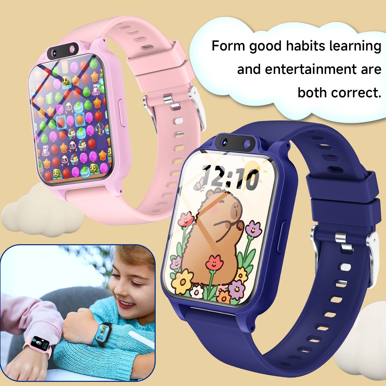 2026 New Kids Smartwatch HD Camera Flashlight 18 Kinds of Games Stopwatch Calculator Alarm Clock Christmas Gift Boys Girls