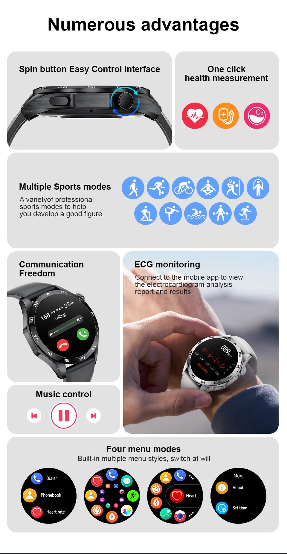 Men Smartwatch 2026 New ECG Heart Rate Monitoring Bluetooth Call Waterproof Sports Fitness Smart Watches Health Smart Bracelets