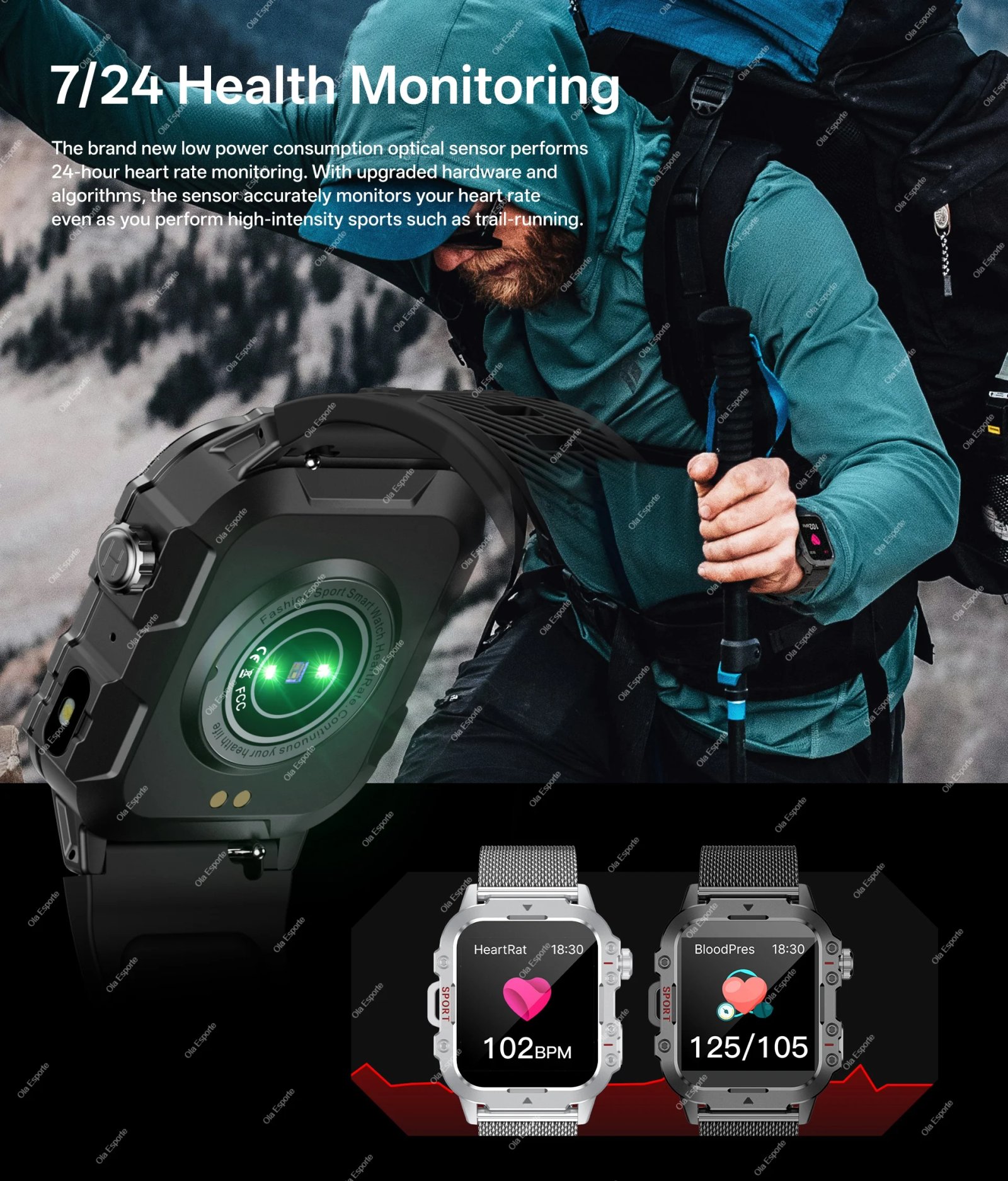 Outdoor Sport Smart Watch HD Touch Screen LED Flashlight Bluetooth Talking GPS Tracker Smart Watches for Men Women Holiday Gifts