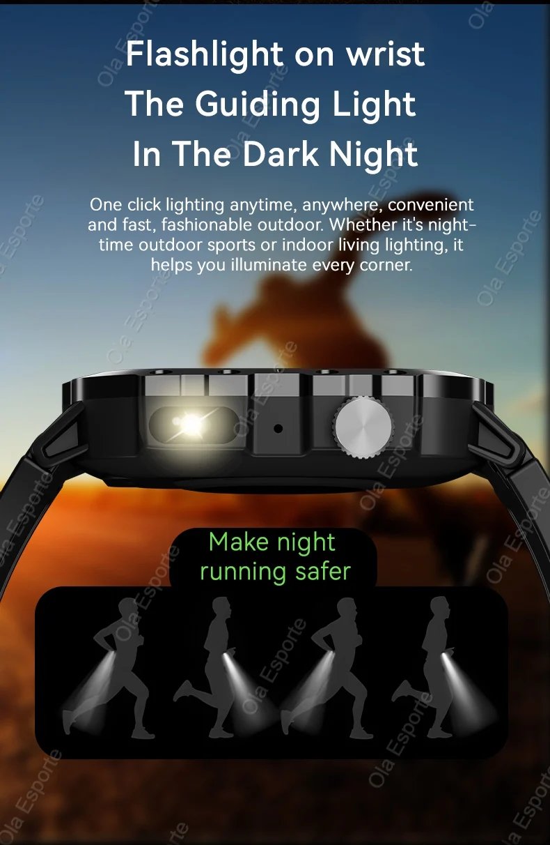 Outdoor Sport Smart Watch HD Touch Screen LED Flashlight Bluetooth Talking GPS Tracker Smart Watches for Men Women Holiday Gifts