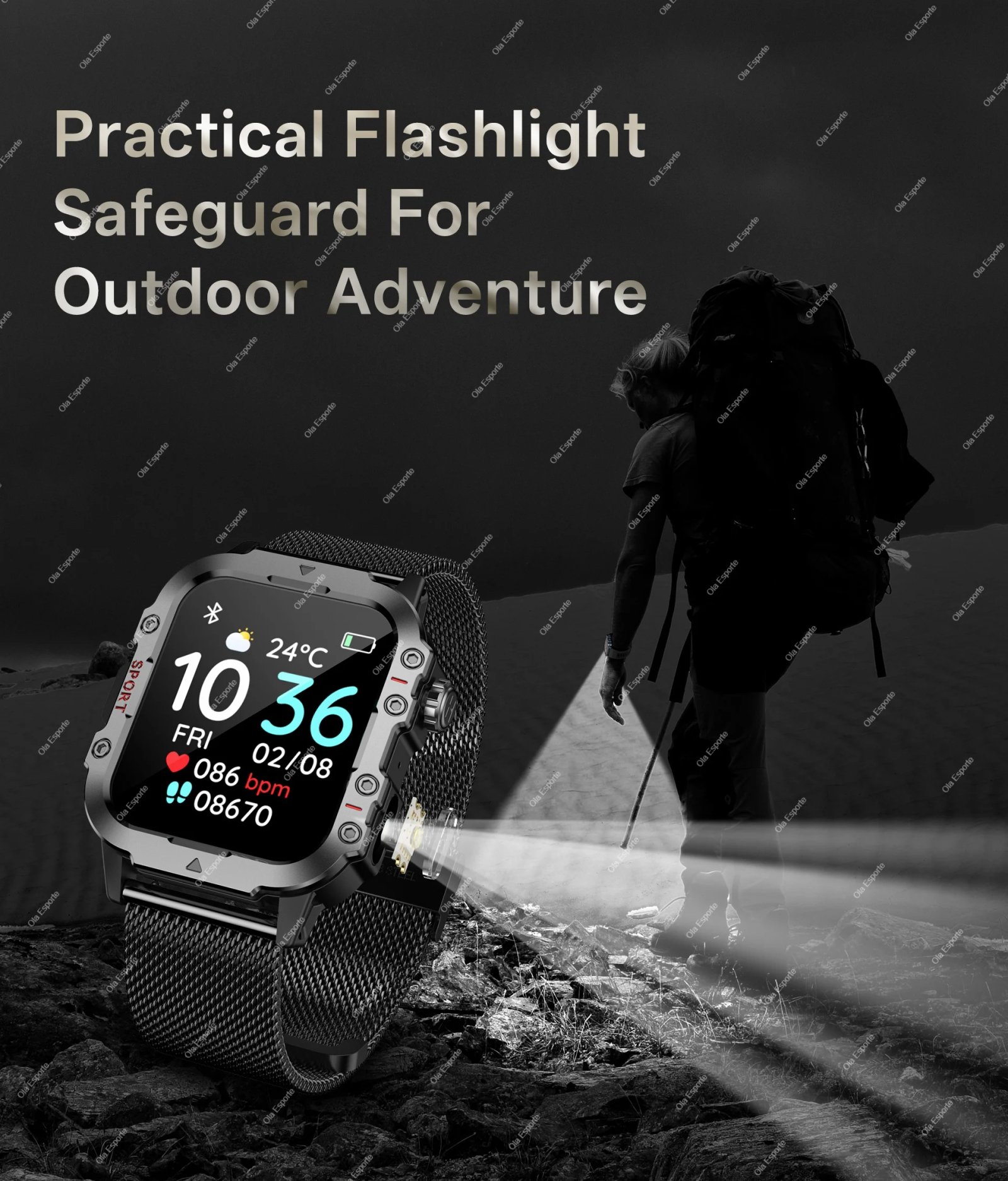 Outdoor Sport Smart Watch HD Touch Screen LED Flashlight Bluetooth Talking GPS Tracker Smart Watches for Men Women Holiday Gifts