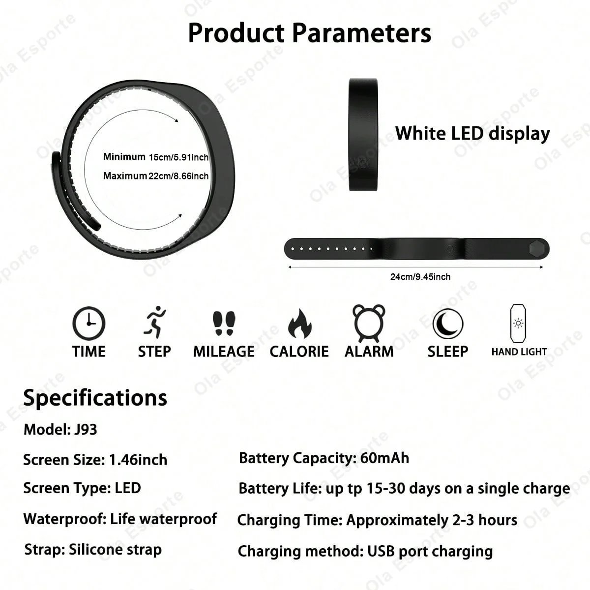 Smart Bracelet LED Digital Waterproof Smart Clock Smartband With running pedometer Monitor Smart Band Vibration Alarm Reminder