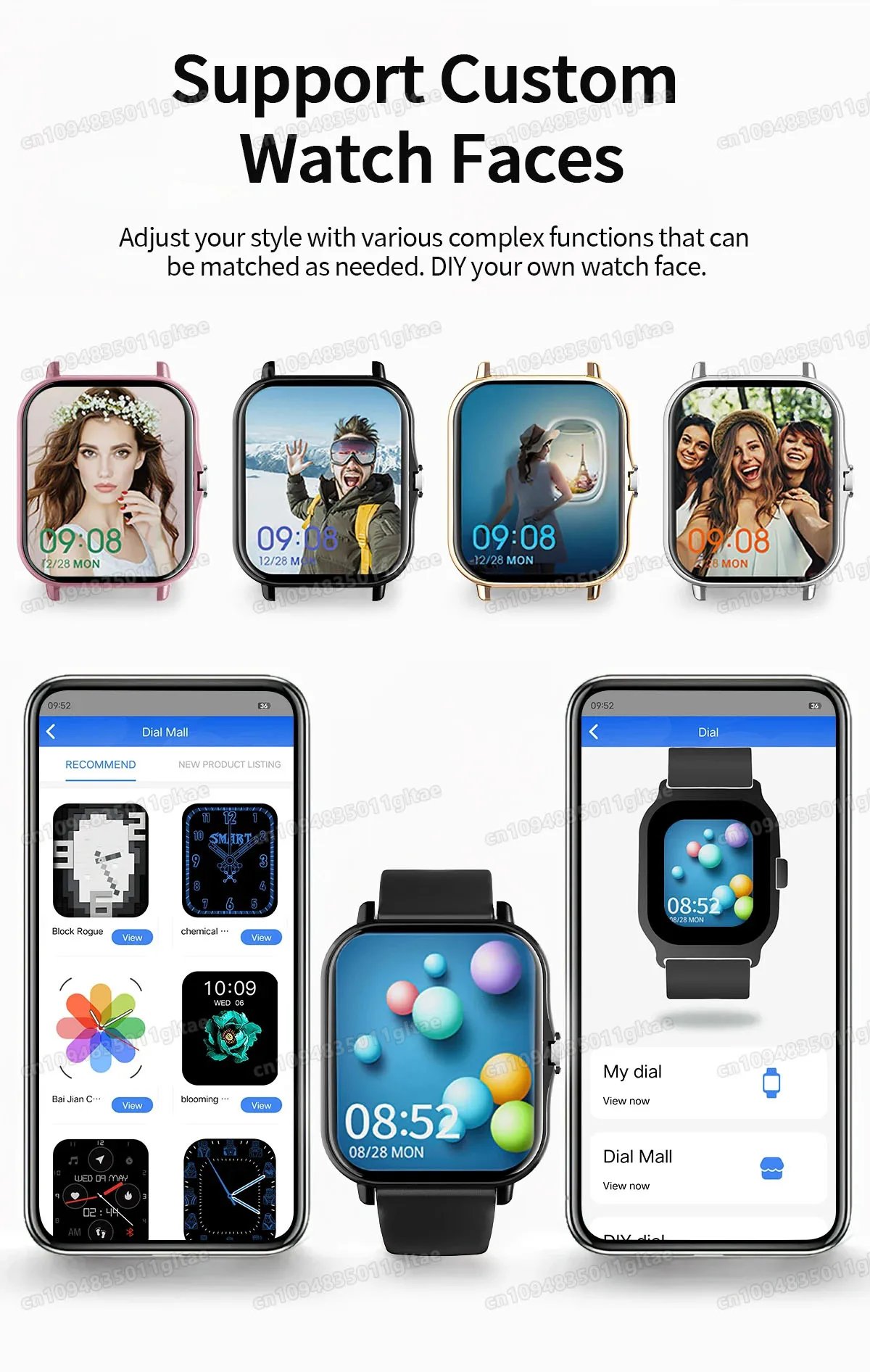 Smartwatch Sports Music Control Phone Call Pedometer Men Smart Watch For Women Health Calories Message Alerts For iPhone Android