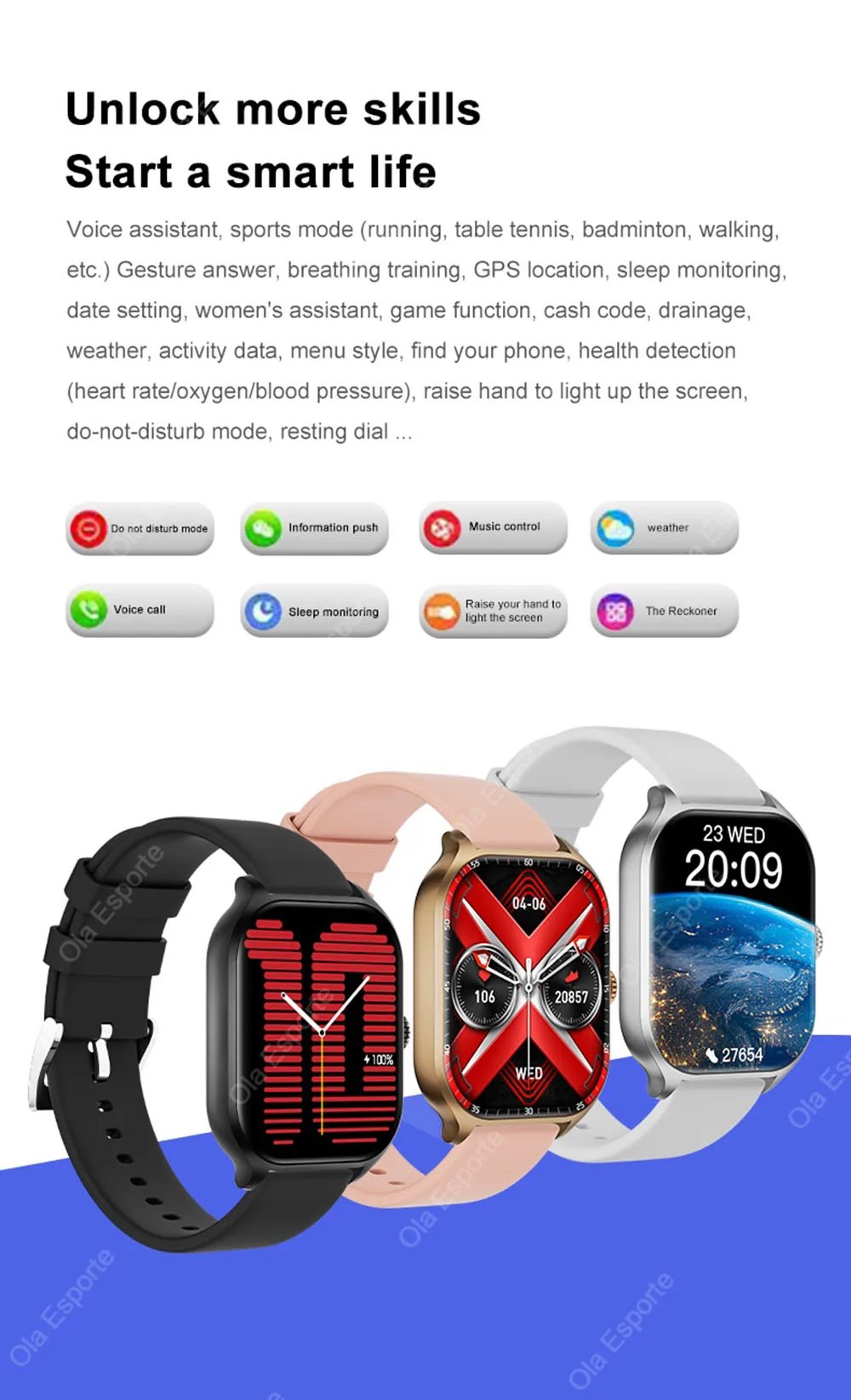 2026 New Fashion Smart Watch Wireless Phone Call Heart Rate Blood Oxygen/Pressure Monitoring Outdoor Sports Smartwatch Women Men