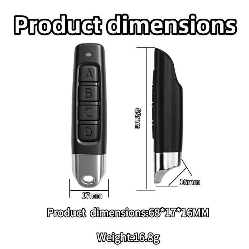 433MHz Door Remote Control Universal 4 Keys Copy Garage Remote Control Cloning Electric Gate Remote Controller Duplicator Key