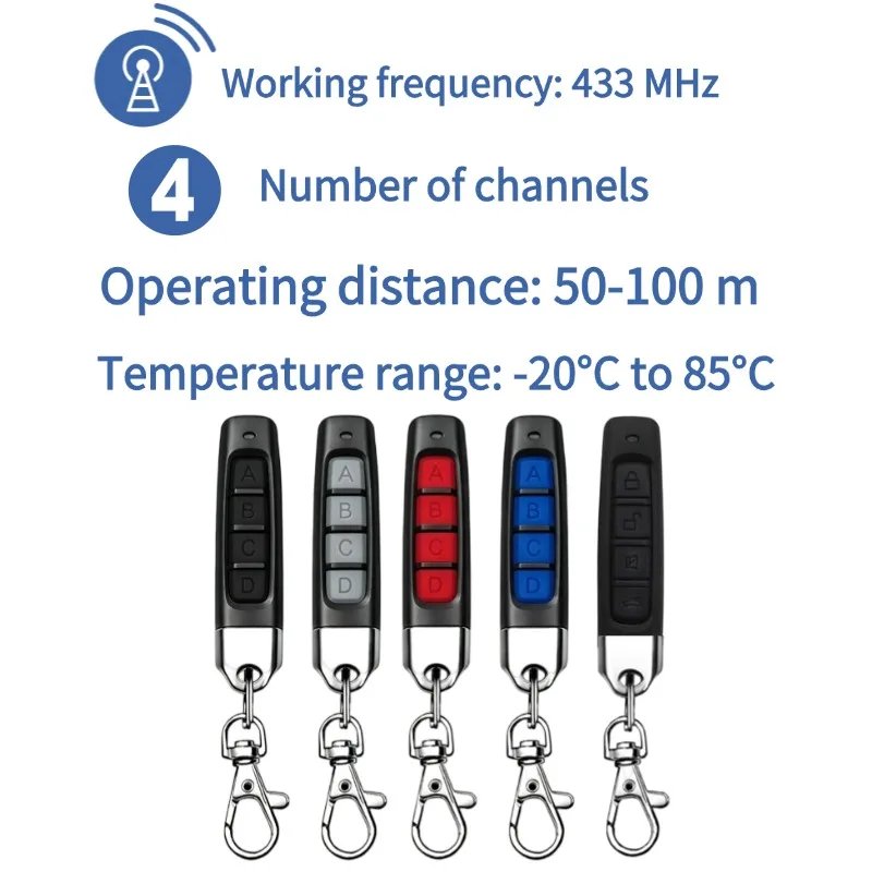 433MHz Door Remote Control Universal 4 Keys Copy Garage Remote Control Cloning Electric Gate Remote Controller Duplicator Key