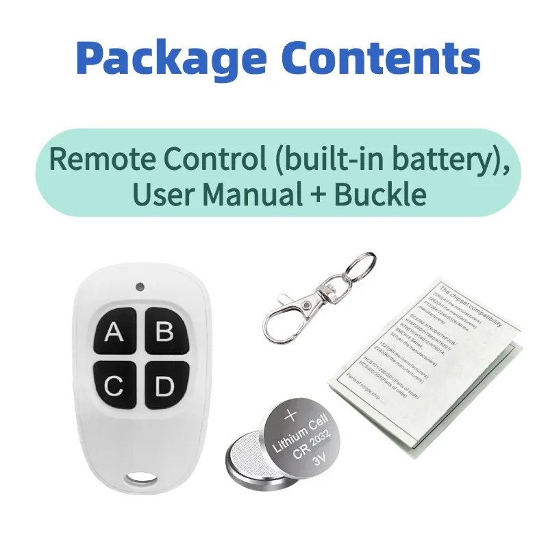 433MHz Garage Door Remote Control 4 Keys Copy Universal Remote Control Cloning Electric Gate Remote Controller Duplicator Key