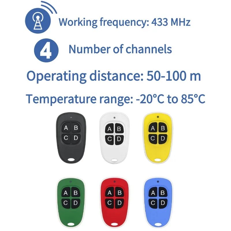 433MHz Garage Door Remote Control 4 Keys Copy Universal Remote Control Cloning Electric Gate Remote Controller Duplicator Key