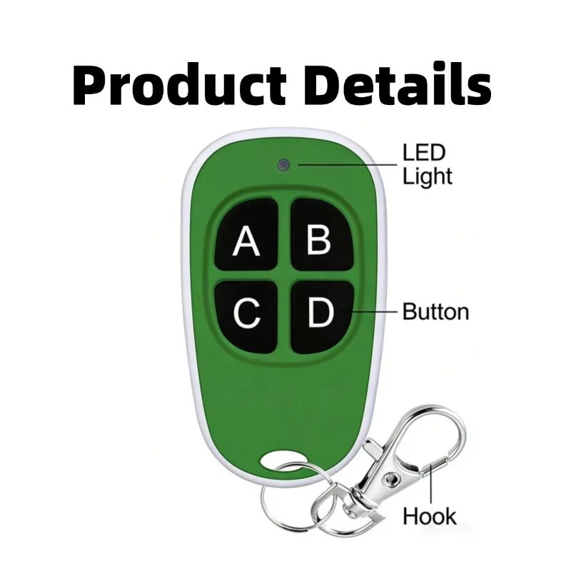 433MHz Garage Door Remote Control 4 Keys Copy Universal Remote Control Cloning Electric Gate Remote Controller Duplicator Key