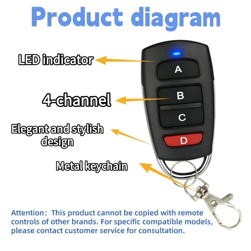 Wireless RF 433mhz Remote Control Copy Code Garage Door Gate Duplicator 433 Mhz Key Remote Opener
