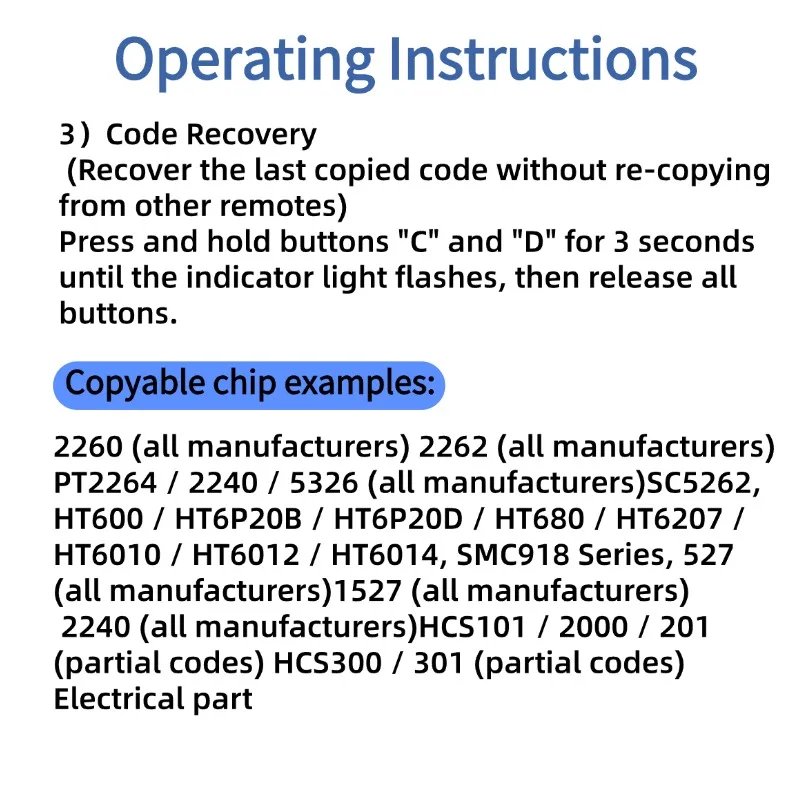 Wireless RF 433mhz Remote Control Copy Code Garage Door Gate Duplicator 433 Mhz Key Remote Opener