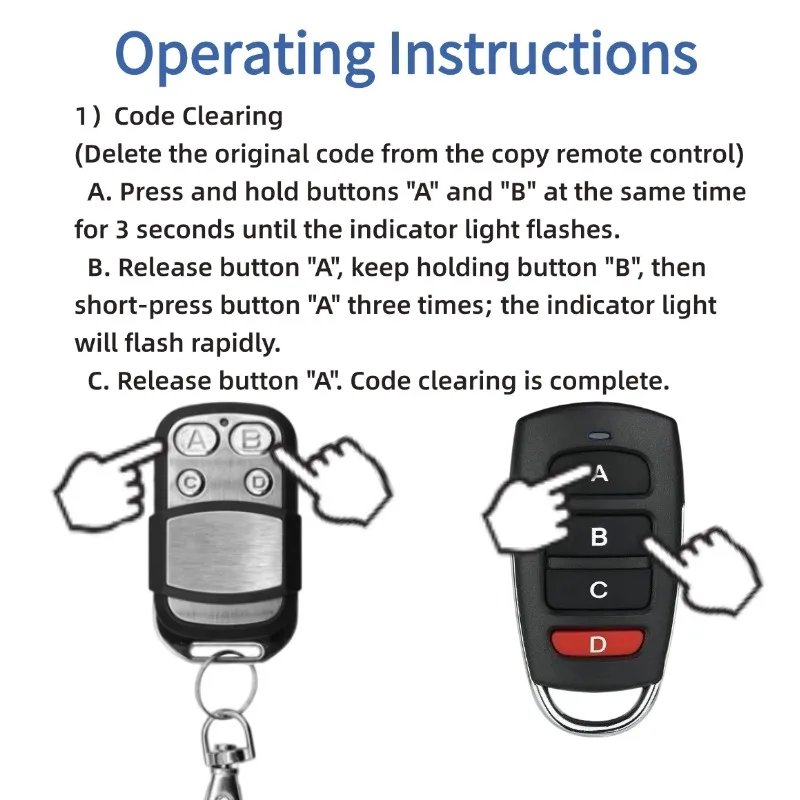 Wireless RF 433mhz Remote Control Copy Code Garage Door Gate Duplicator 433 Mhz Key Remote Opener
