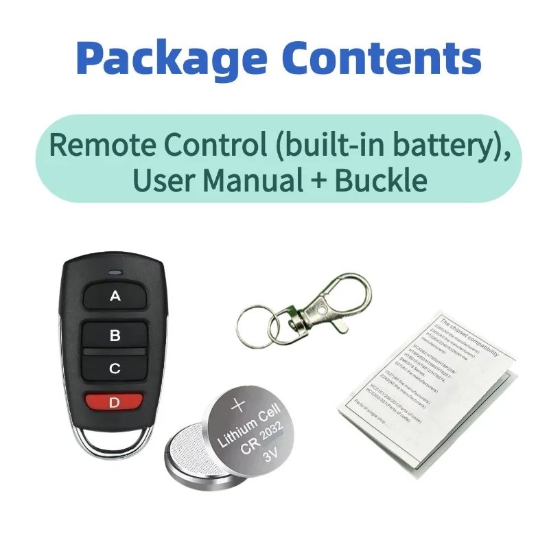 Wireless RF 433mhz Remote Control Copy Code Garage Door Gate Duplicator 433 Mhz Key Remote Opener
