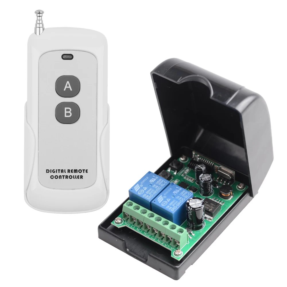 433MHz Wireless DC 12V Remote Control Switch 1CH RF 10A Relay Receiver and 2CH Transmitter For Door Electromagnetic Lock DIY