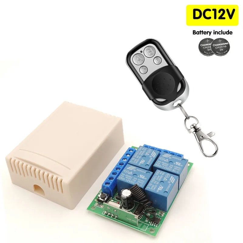 433MHz Wireless DC 12V Remote Control Switch 1CH RF 10A Relay Receiver and 2CH Transmitter For Door Electromagnetic Lock DIY