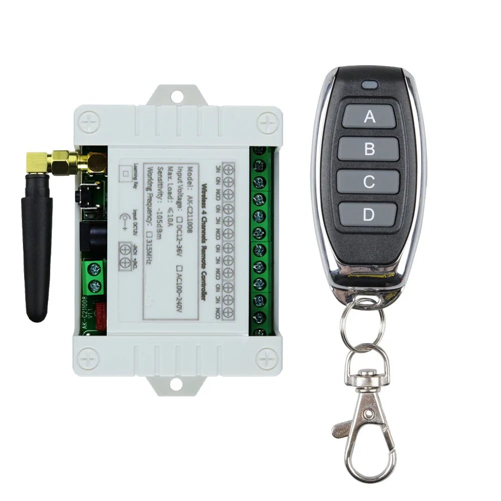 433MHz Wireless DC 12V Remote Control Switch 1CH RF 10A Relay Receiver and 2CH Transmitter For Door Electromagnetic Lock DIY
