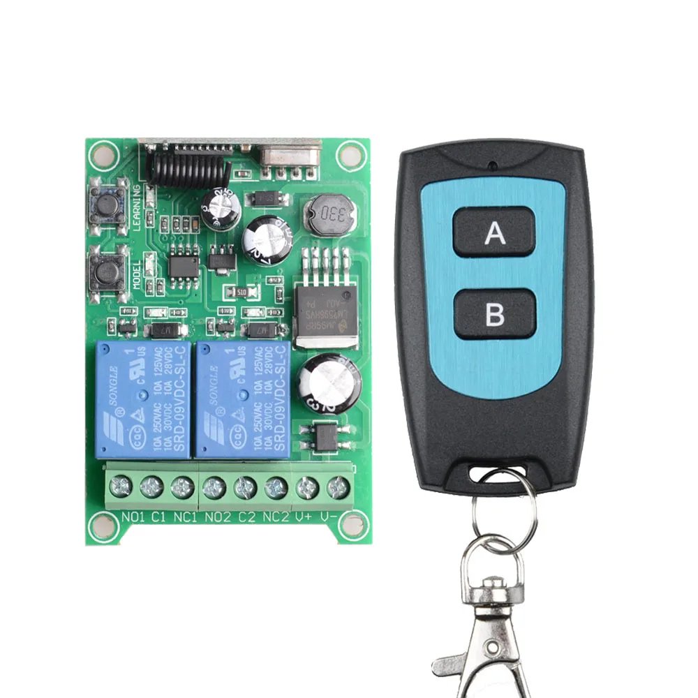 433MHz Wireless DC 12V Remote Control Switch 1CH RF 10A Relay Receiver and 2CH Transmitter For Door Electromagnetic Lock DIY