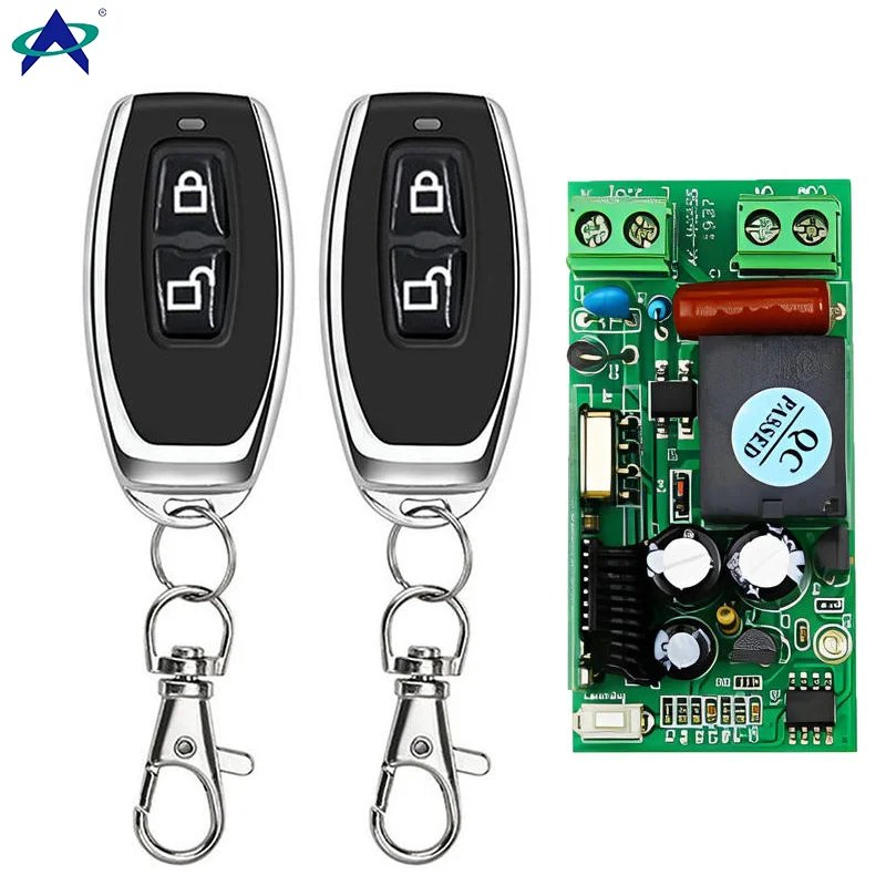 433MHz Wireless DC 12V Remote Control Switch 1CH RF 10A Relay Receiver and 2CH Transmitter For Door Electromagnetic Lock DIY