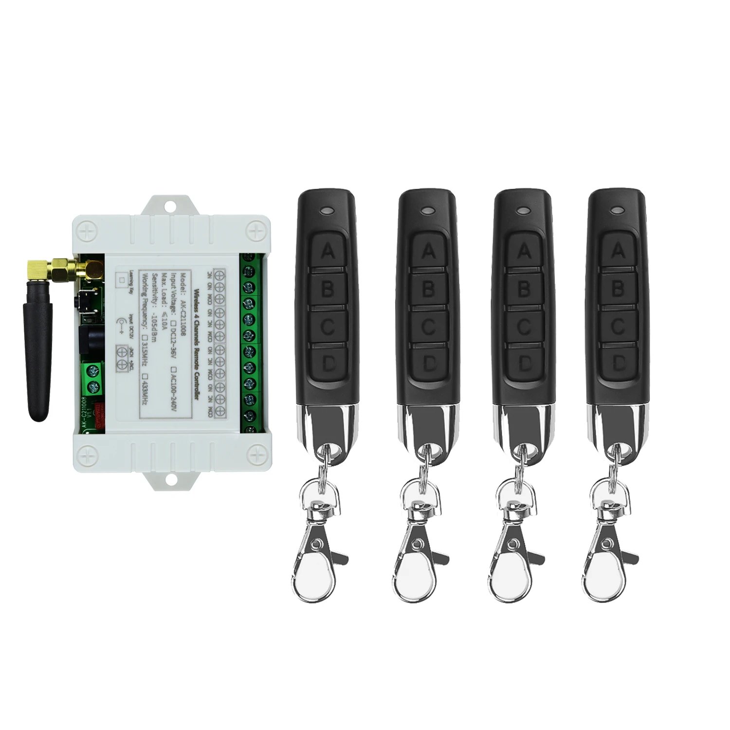 433MHz Wireless DC 12V Remote Control Switch 1CH RF 10A Relay Receiver and 2CH Transmitter For Door Electromagnetic Lock DIY