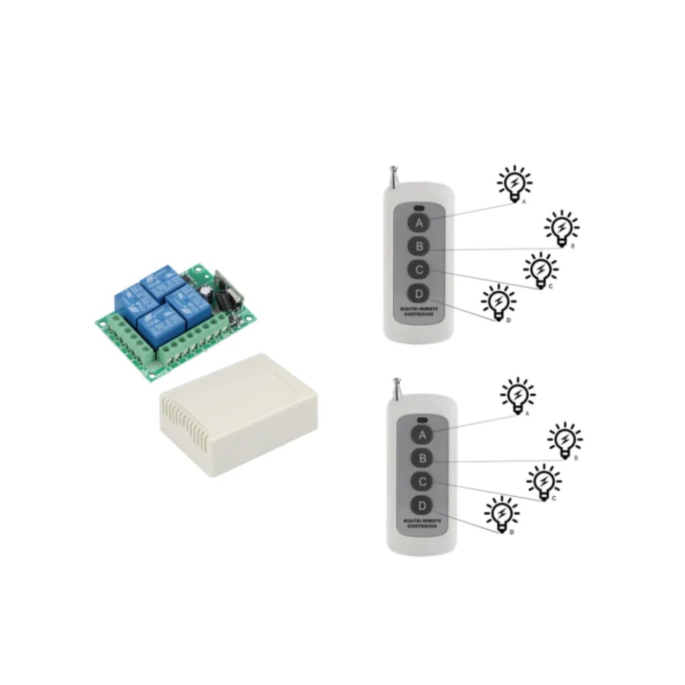 433MHz Wireless DC 12V Remote Control Switch 1CH RF 10A Relay Receiver and 2CH Transmitter For Door Electromagnetic Lock DIY