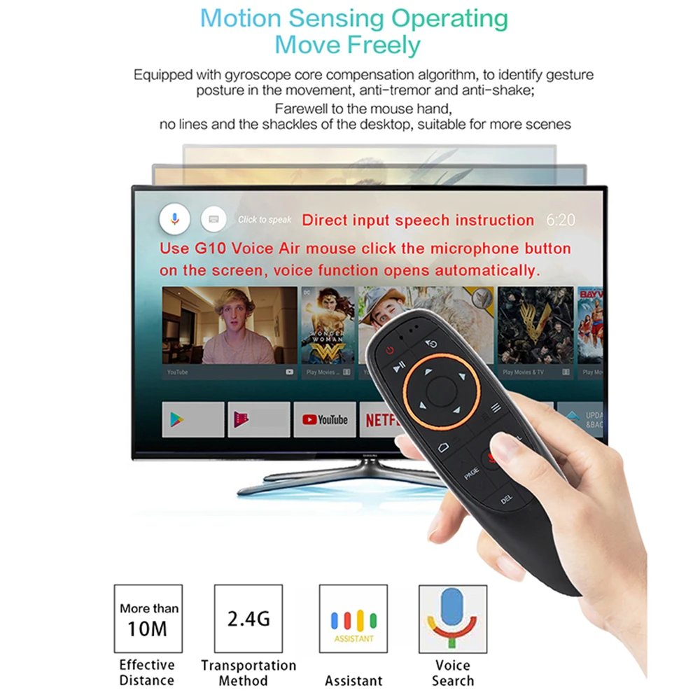 G10 G10S Pro Voice Remote Control 2.4G Wireless Air Mouse Gyroscope IR Learning for Android tv box HK1 H96 Max X96 mini