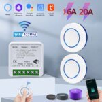 Tuya WiFi Smart Switch 16A RF 433Mhz Wireless Remote Control Relay Receiver Light Switch Voice Control With Alexa Google Home