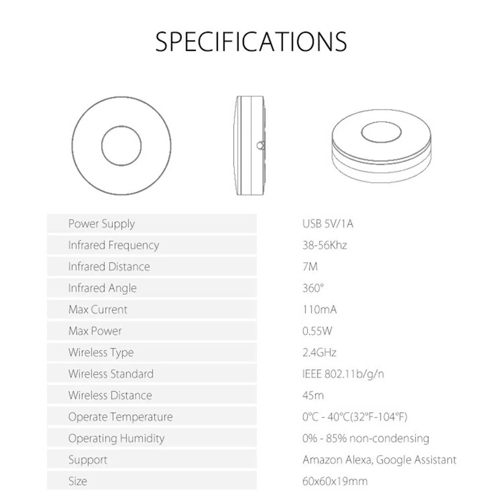 Tuya WiFi Smart Home IR Remote Control Universal Smart Life APP Replace TV DVD AUD AC Remote Control Work With Alexa Google Home