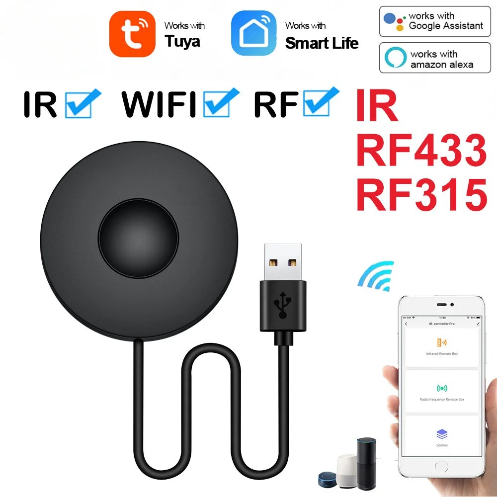 Tuya WiFi Smart Home IR Remote Control Universal Smart Life APP Replace TV DVD AUD AC Remote Control Work With Alexa Google Home