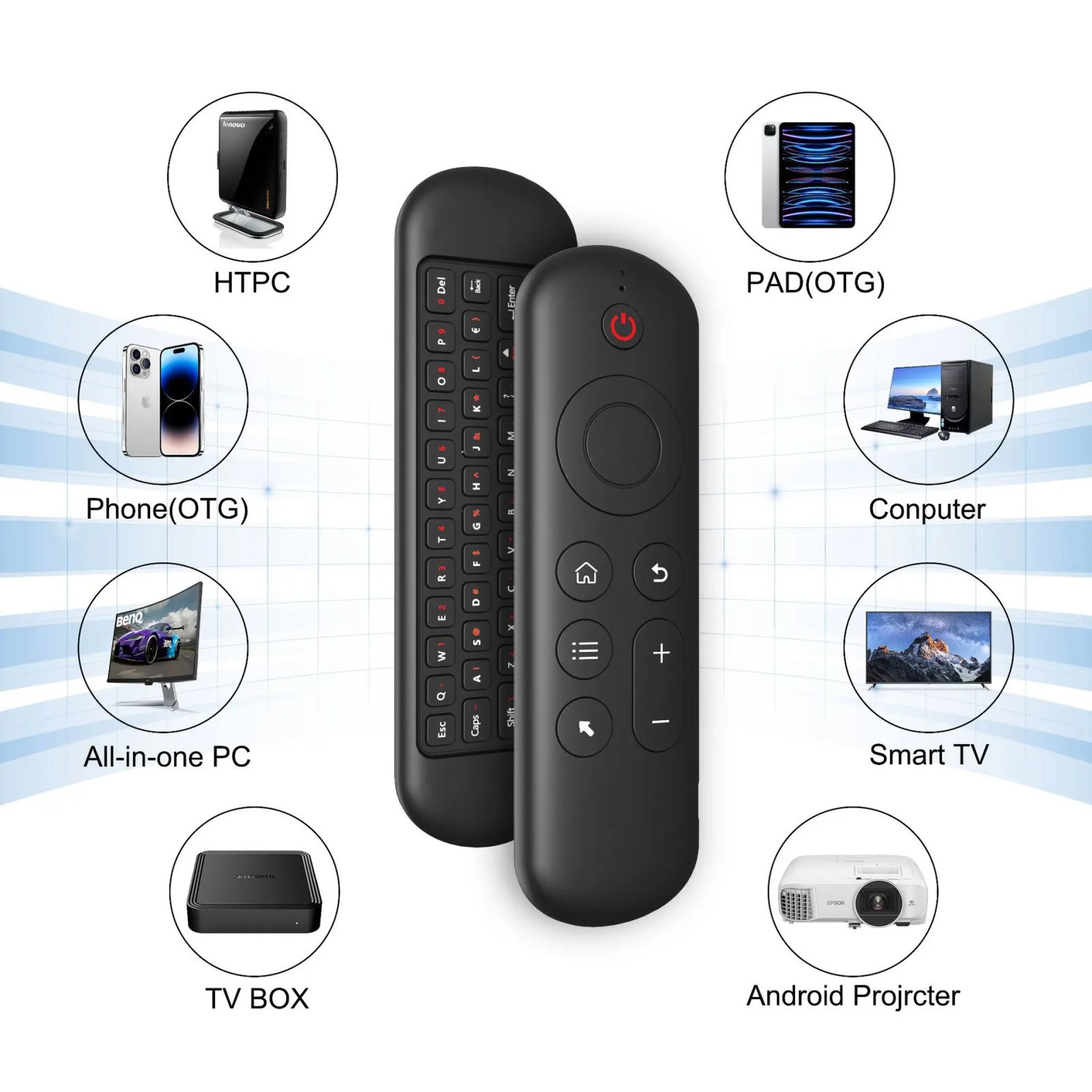 MRSVI M5 Air Mouse Replacement Remote Control Wireless 2.4G Bluetooth With 7 Color Backlit Keyboard for Android TV Box