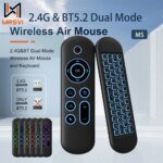 MRSVI M5 Air Mouse Replacement Remote Control Wireless 2.4G Bluetooth With 7 Color Backlit Keyboard for Android TV Box