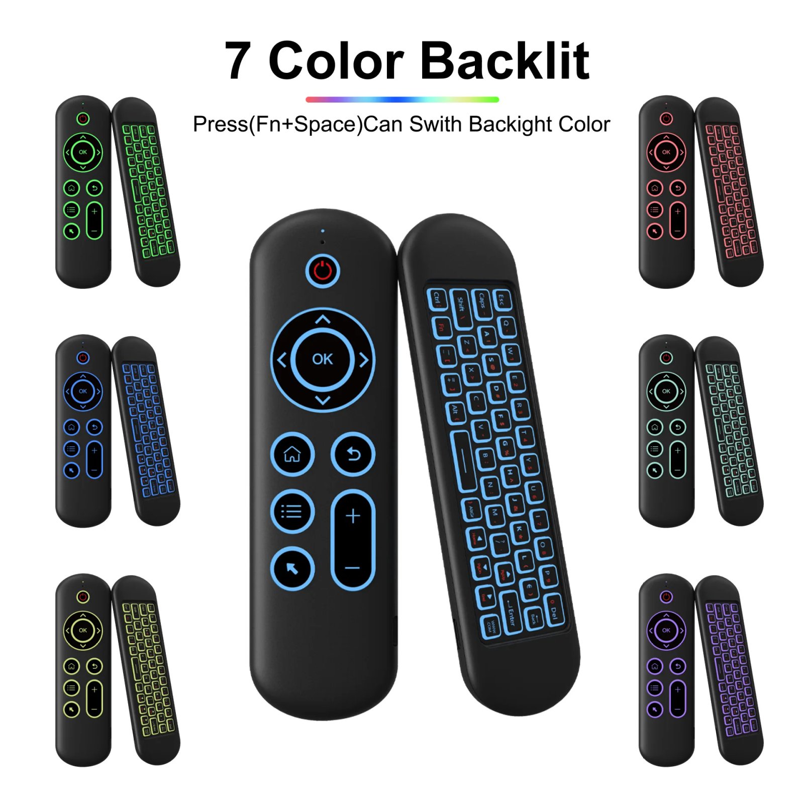 MRSVI M5 Air Mouse Replacement Remote Control Wireless 2.4G Bluetooth With 7 Color Backlit Keyboard for Android TV Box