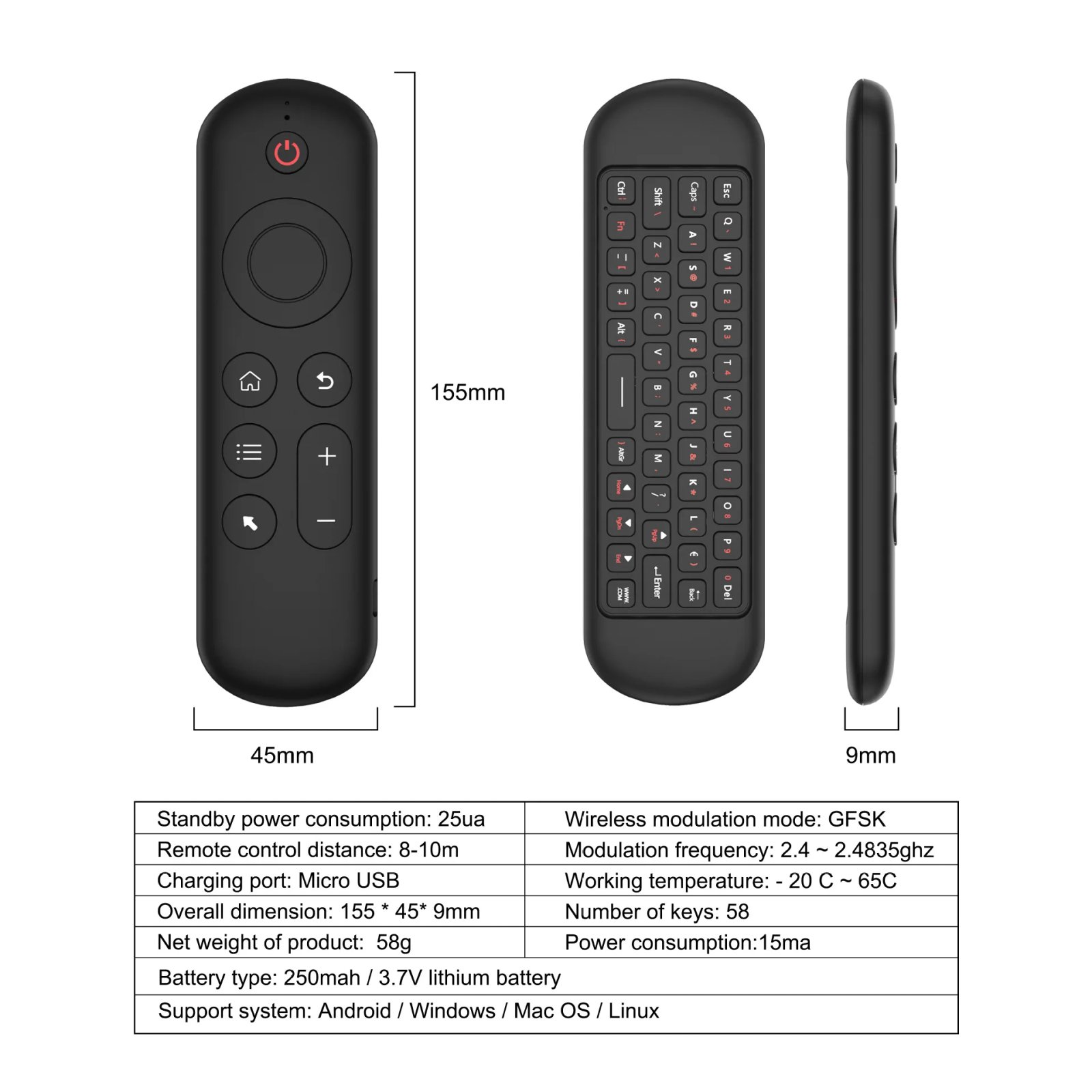 MRSVI M5 Air Mouse Replacement Remote Control Wireless 2.4G Bluetooth With 7 Color Backlit Keyboard for Android TV Box