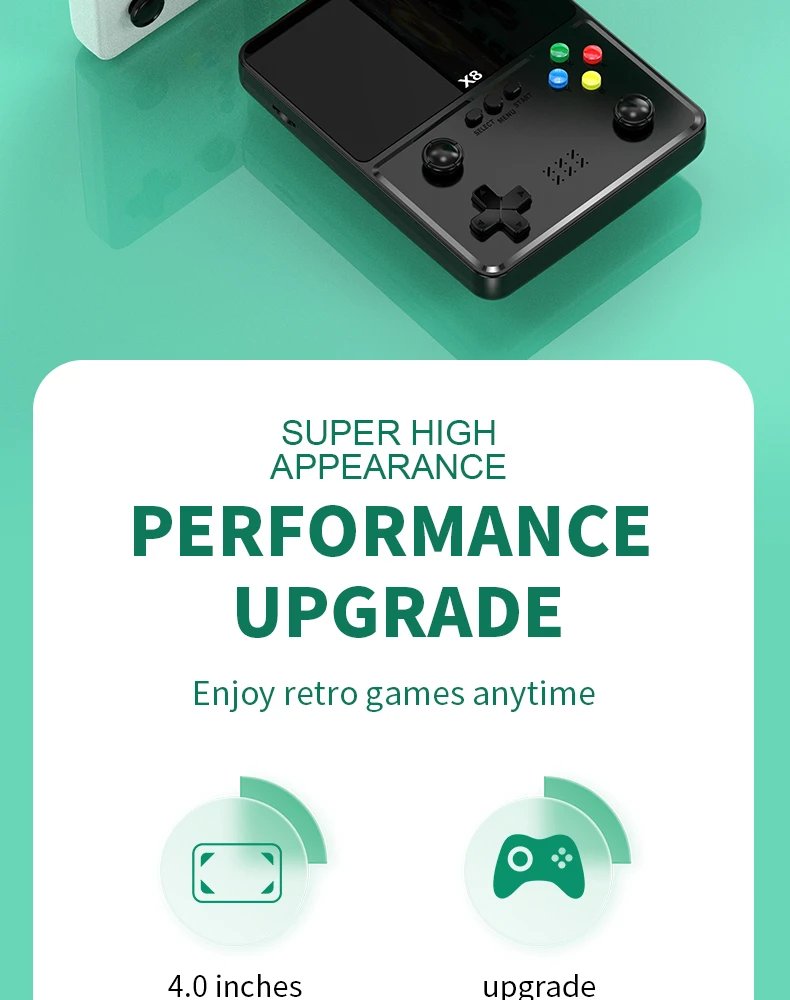 X8 Retro Handheld Game Console 4 Inch IPS Screen 10 Emulator Dual Operated Video Game Player Home Game Console PSP2000+ Gaming