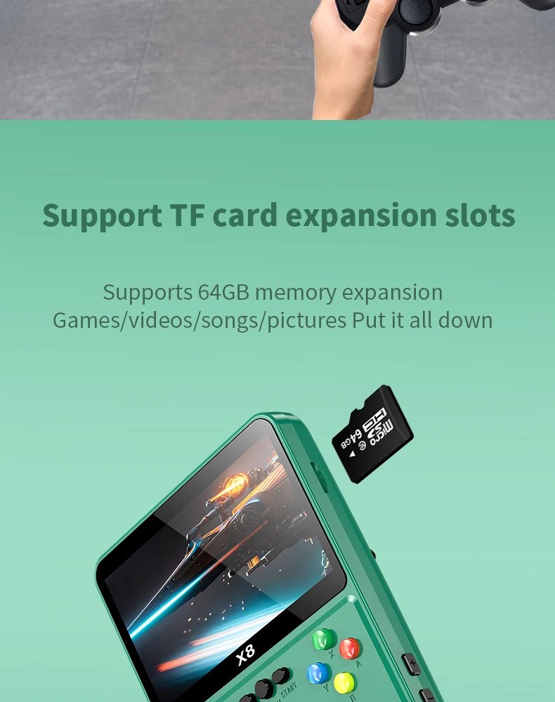 X8 Retro Handheld Game Console 4 Inch IPS Screen 10 Emulator Dual Operated Video Game Player Home Game Console PSP2000+ Gaming