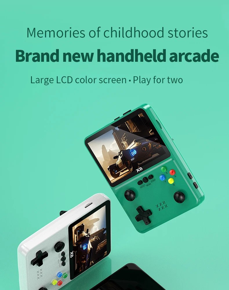 X8 Retro Handheld Game Console 4 Inch IPS Screen 10 Emulator Dual Operated Video Game Player Home Game Console PSP2000+ Gaming