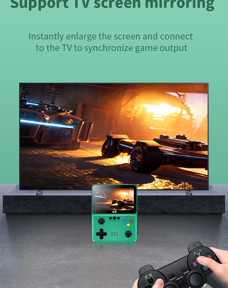 X8 Retro Handheld Game Console 4 Inch IPS Screen 10 Emulator Dual Operated Video Game Player Home Game Console PSP2000+ Gaming