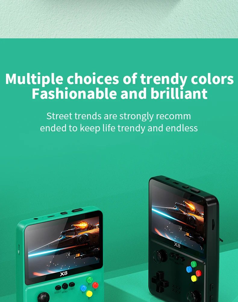 X8 Retro Handheld Game Console 4 Inch IPS Screen 10 Emulator Dual Operated Video Game Player Home Game Console PSP2000+ Gaming