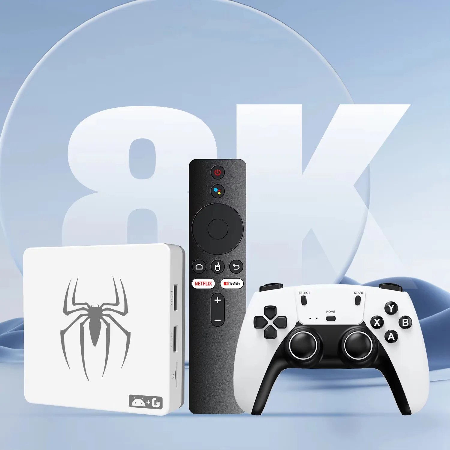 home gaming consoles G7,G8 8K 3D, supports two players, 60000 classic retro arcade games, includes 2.4G wireless controllers.