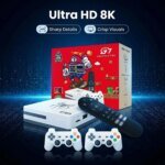 home gaming consoles G7,G8 8K 3D, supports two players, 60000 classic retro arcade games, includes 2.4G wireless controllers.