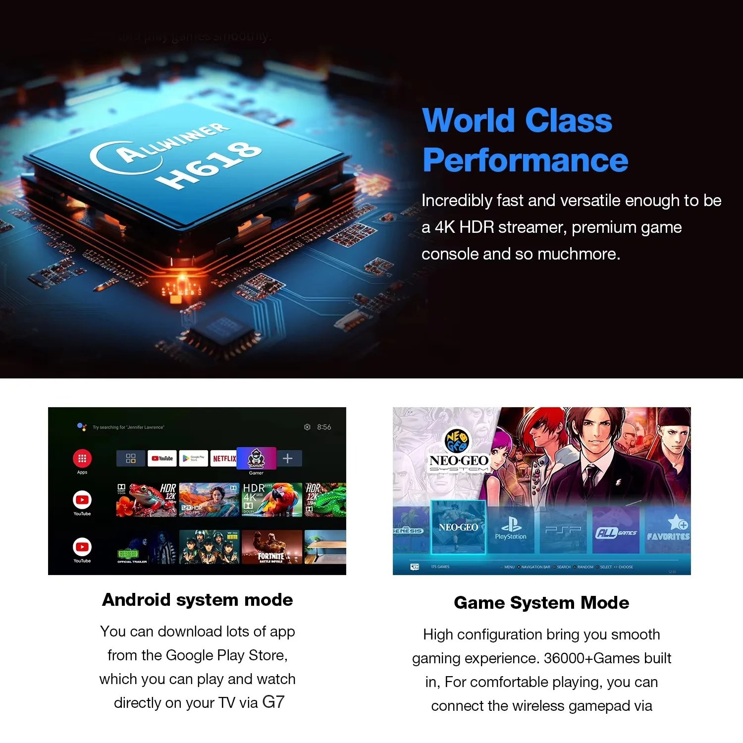 home gaming consoles G7,G8 8K 3D, supports two players, 60000 classic retro arcade games, includes 2.4G wireless controllers.