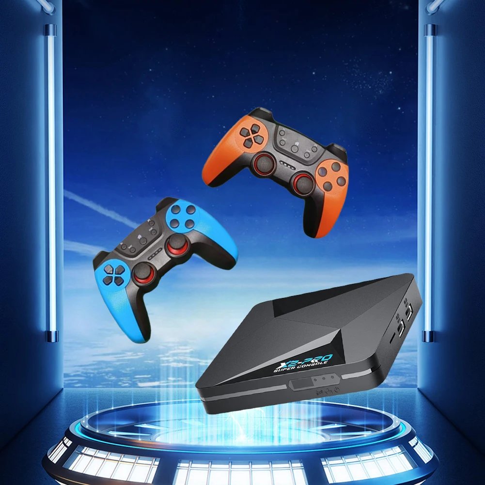X2 Pro Retro Video Game Console TV Box 100000+ Games with 2 Gamepads Super Console 4K 60+ Game Emulators for DC/Arcade/MAME/Sega