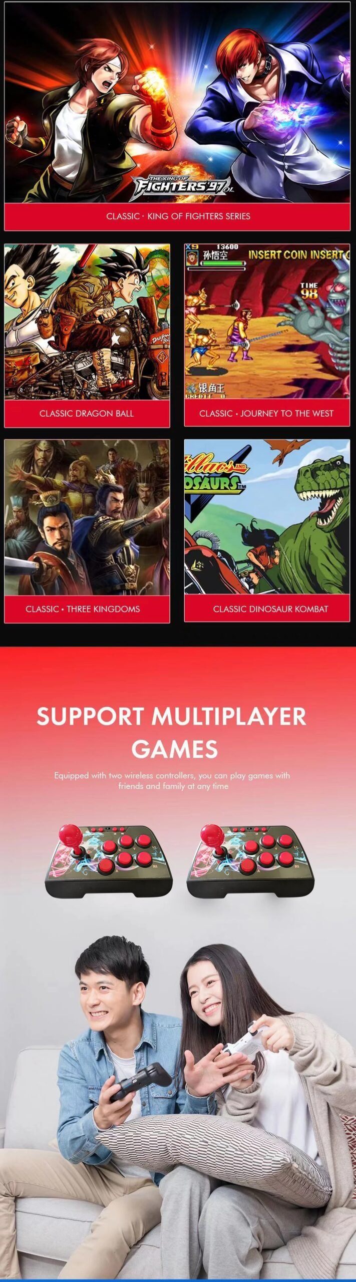 X2 Ultra Home TV Game Console 6000+Nostalgic Classic Games 2.4G Wireless Dual Controller 4K HDMI high-definition Output